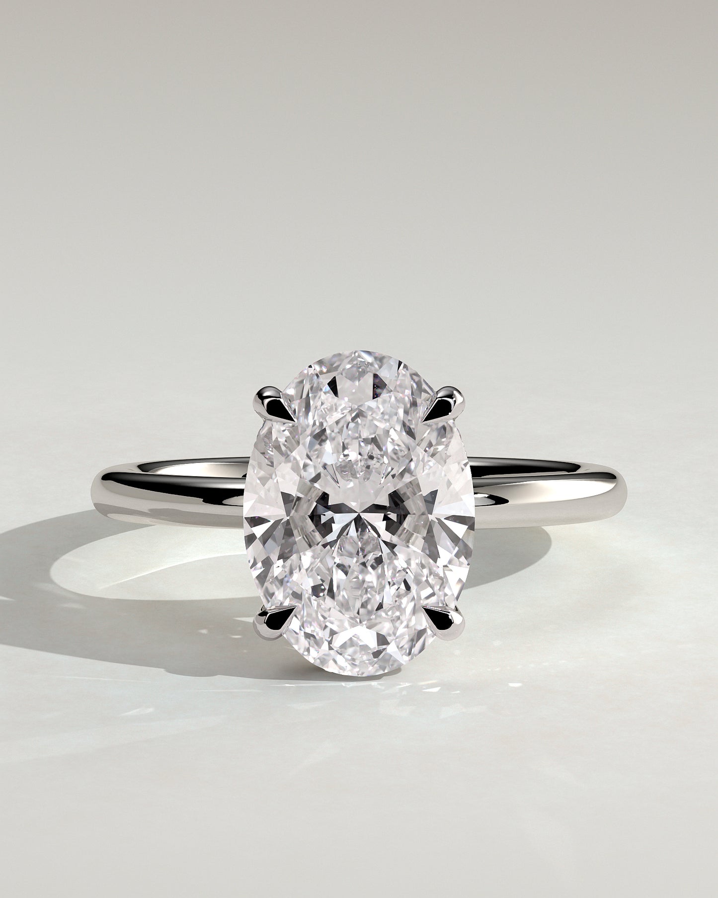 Emma  Oval Solitaire with Hidden Halo - 4ct White Gold