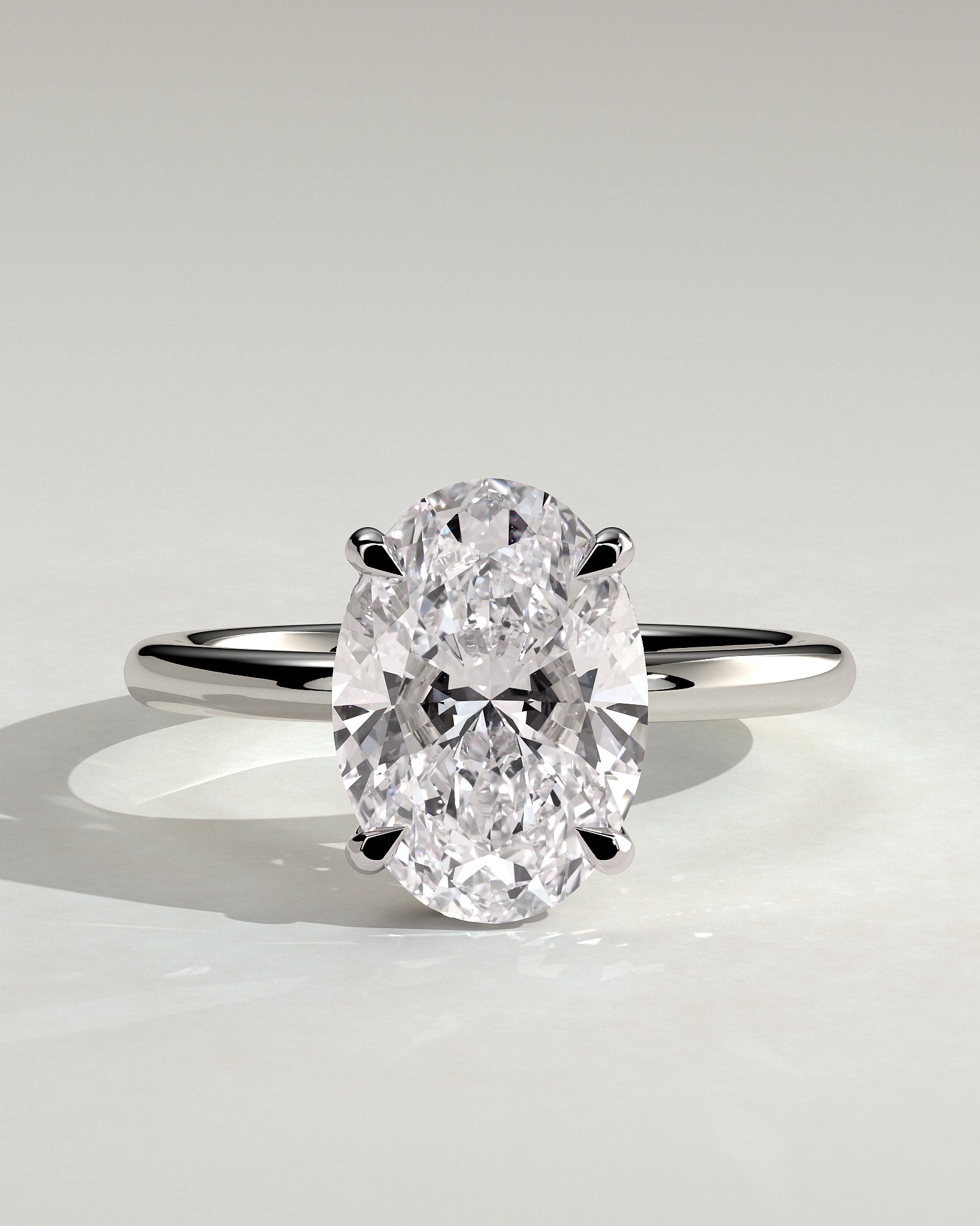 Emma  Oval Solitaire with Hidden Halo - 4ct White Gold