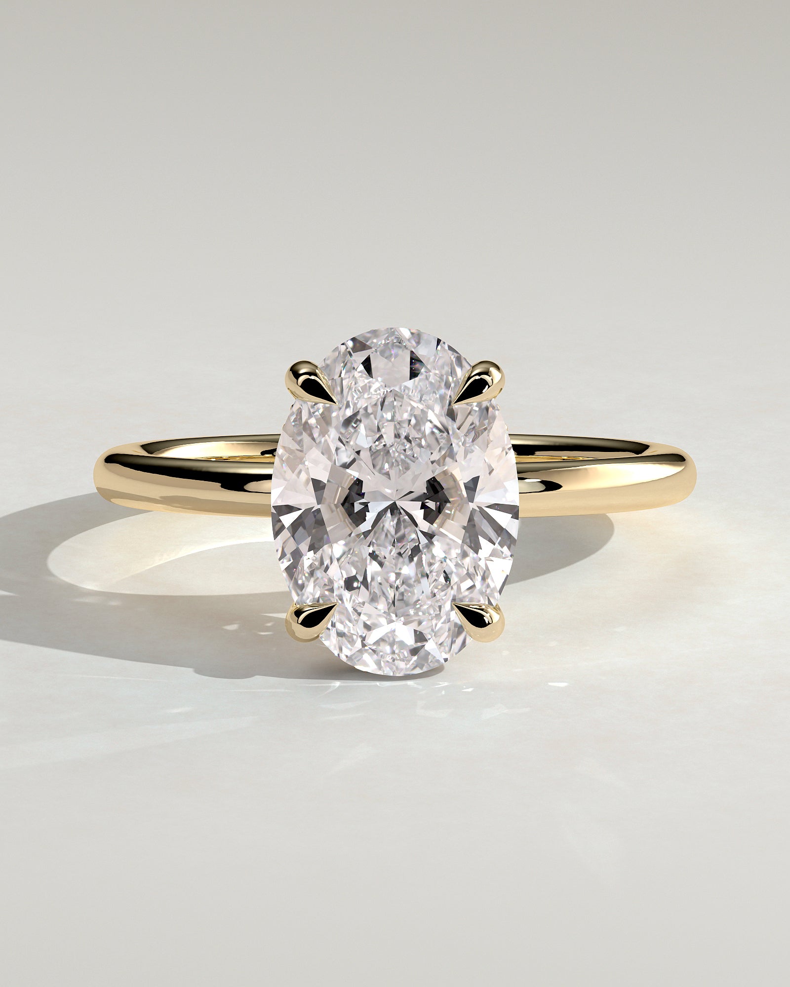 Emma  Oval Solitaire with Hidden Halo - 3ct Yellow Gold