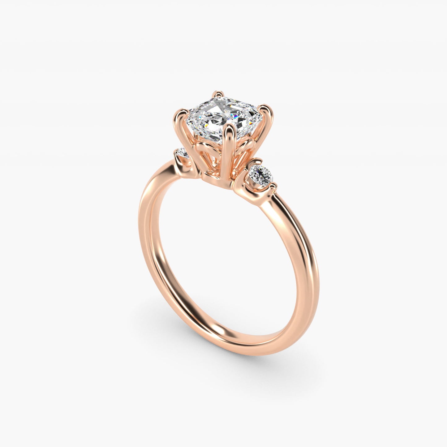 Dainty Diamond Engagement Ring in 14k Rose Gold (1/10 ct. tw.) - Asscher Center