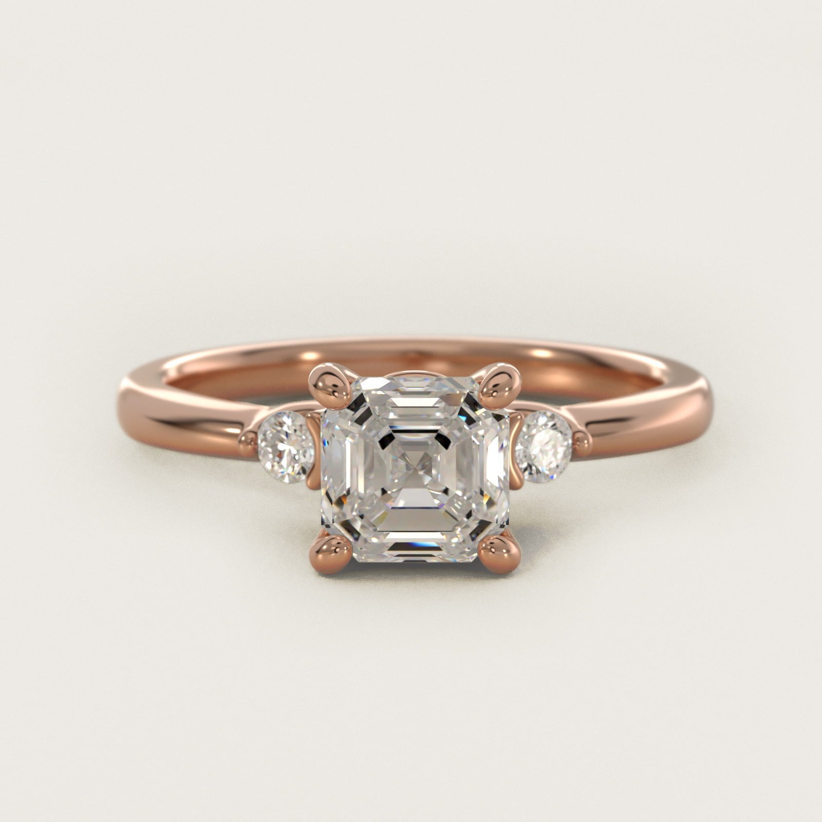 Dainty Diamond Engagement Ring in 14k Rose Gold (1/10 ct. tw.) - Asscher Center