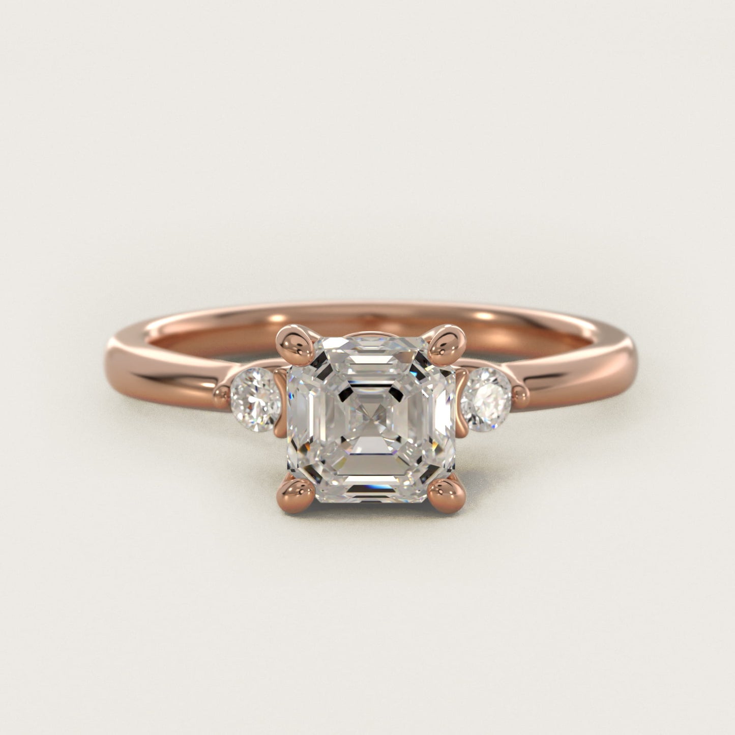 Dainty Diamond Engagement Ring in 18k Rose Gold (1/10 ct. tw.) - Asscher Center