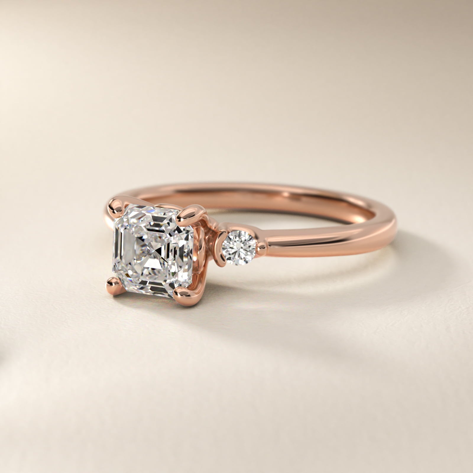 Dainty Diamond Engagement Ring in 18k Rose Gold (1/10 ct. tw.) - Asscher Center