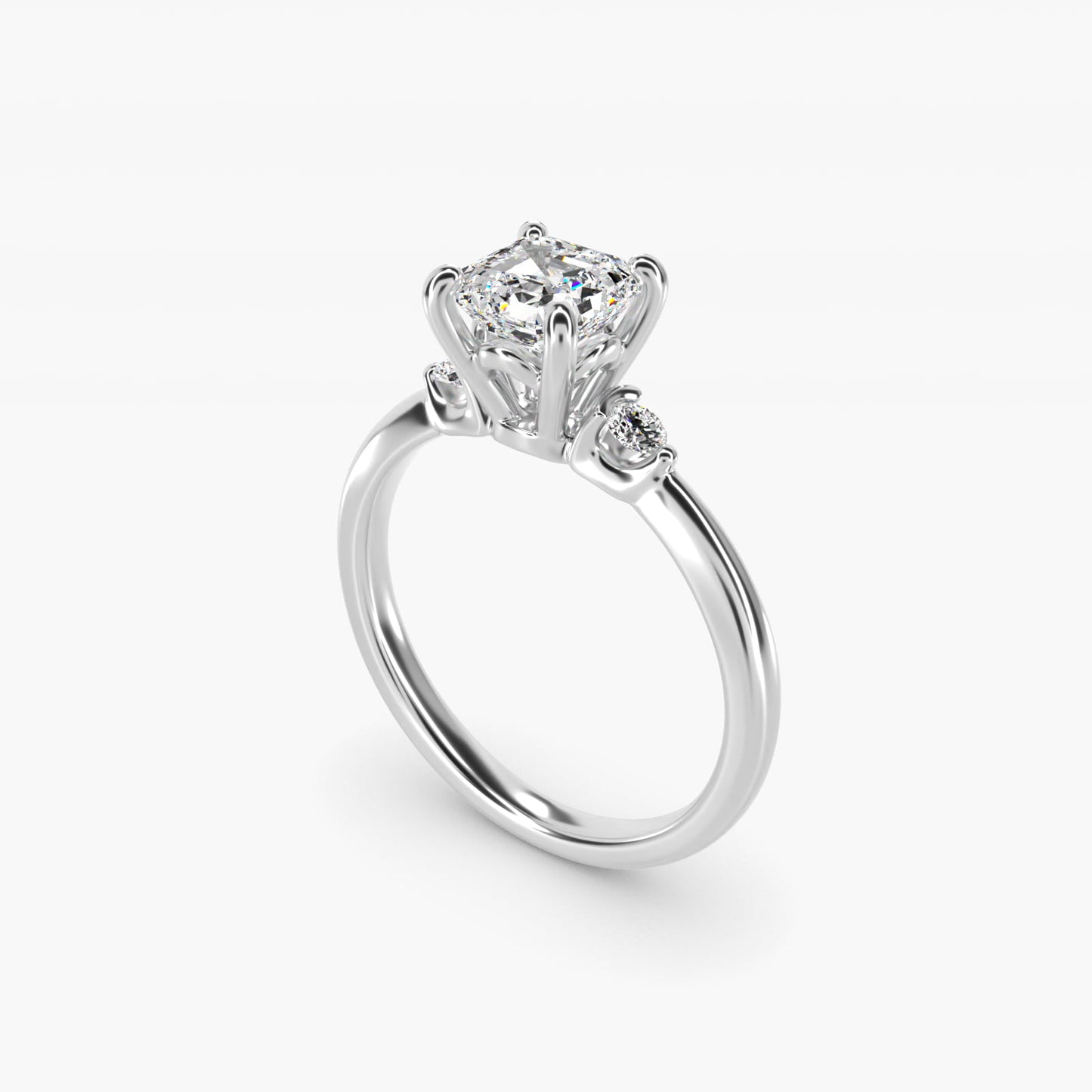 Dainty Diamond Engagement Ring in 14k White Gold (1/10 ct. tw.) - Asscher Center