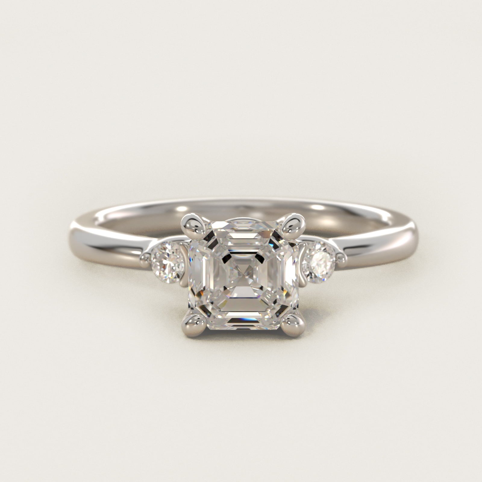 Dainty Diamond Engagement Ring in 18k White Gold (1/10 ct. tw.) - Asscher Center
