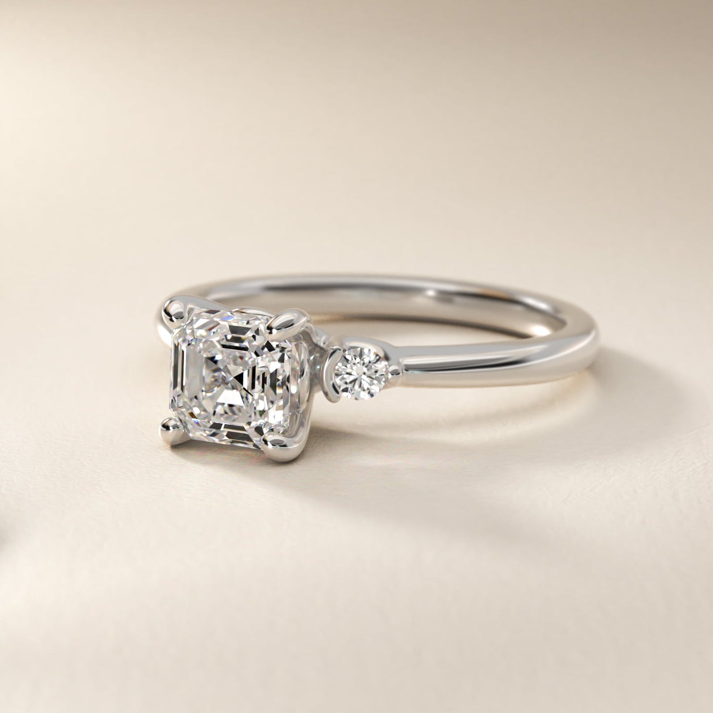 Dainty Diamond Engagement Ring in 18k White Gold (1/10 ct. tw.) - Asscher Center
