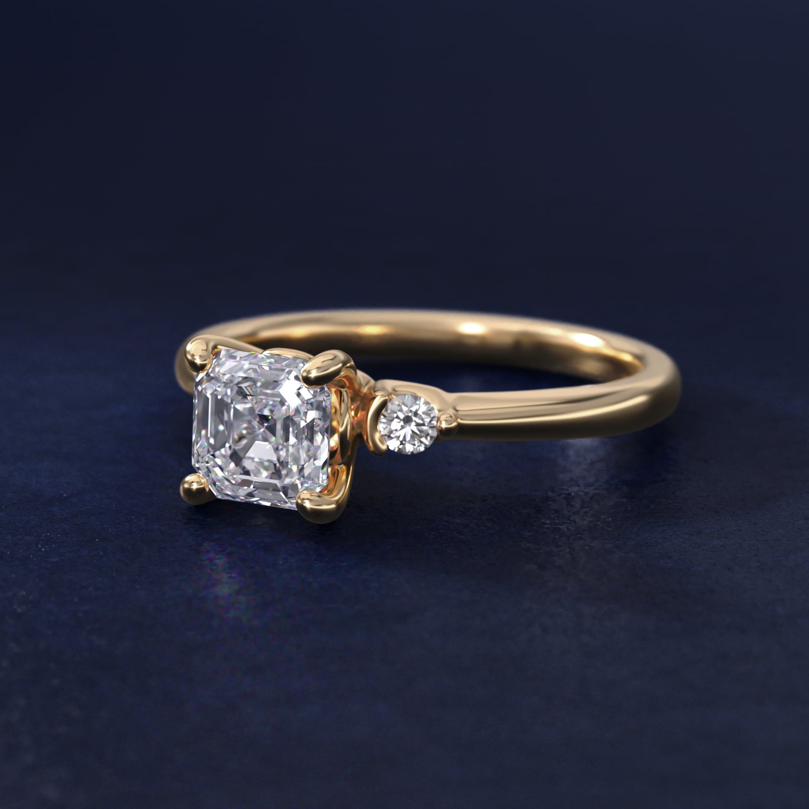 Dainty Diamond Engagement Ring in 18k Yellow Gold (1/10 ct. tw.) - Asscher Center