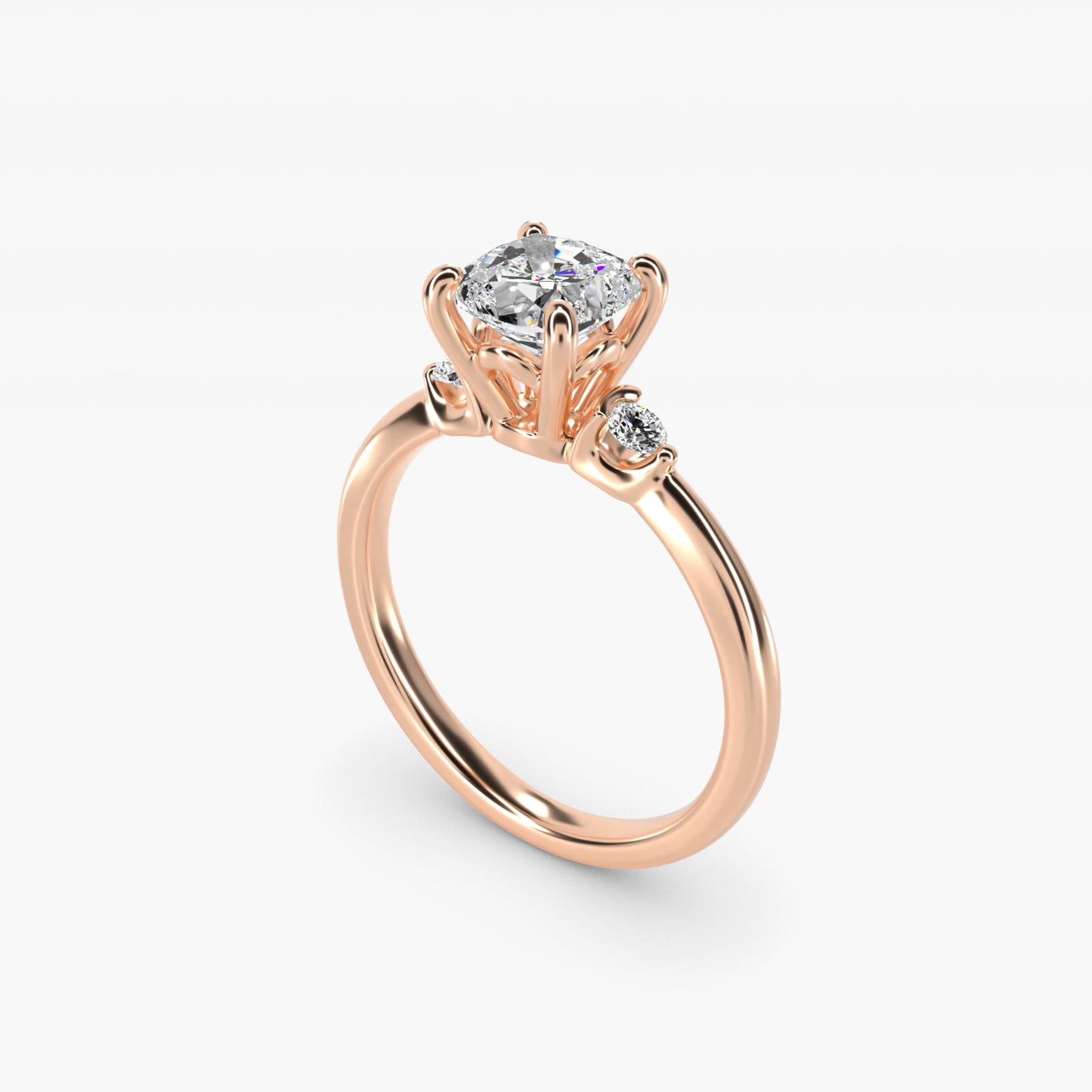 Dainty Diamond Engagement Ring in 14k Rose Gold (1/10 ct. tw.) - Cushion Center