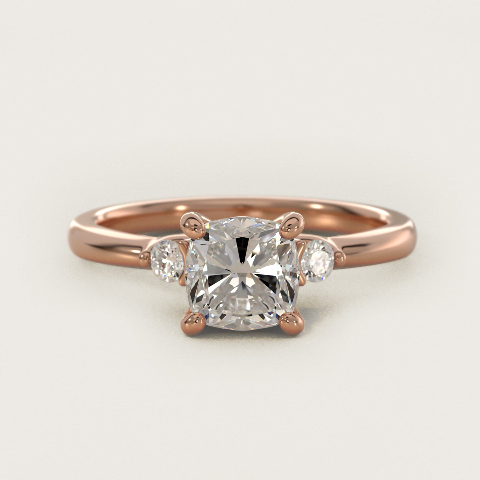 Dainty Diamond Engagement Ring in 14k Rose Gold (1/10 ct. tw.) - Cushion Center