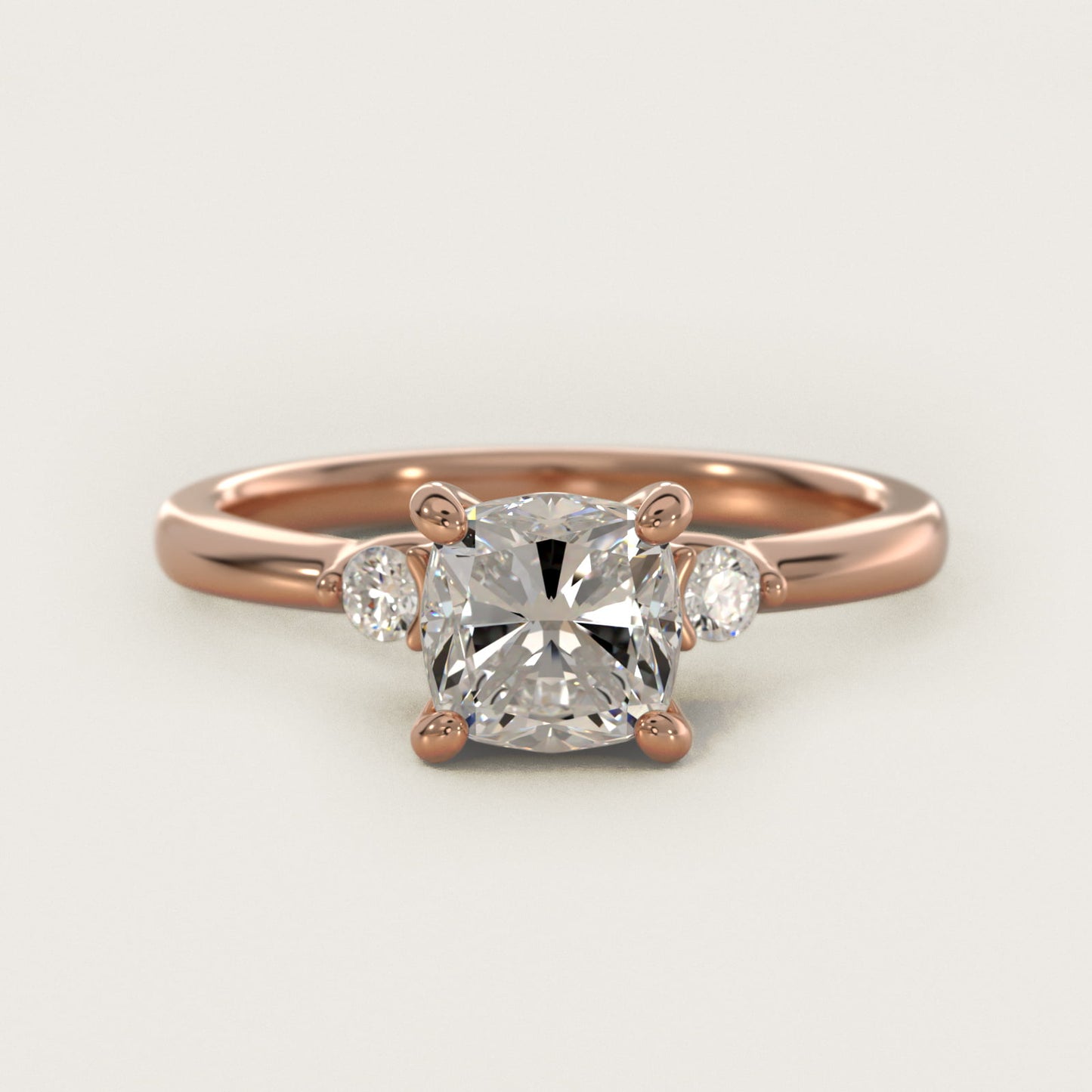 Dainty Diamond Engagement Ring in 18k Rose Gold (1/10 ct. tw.) - Cushion Center
