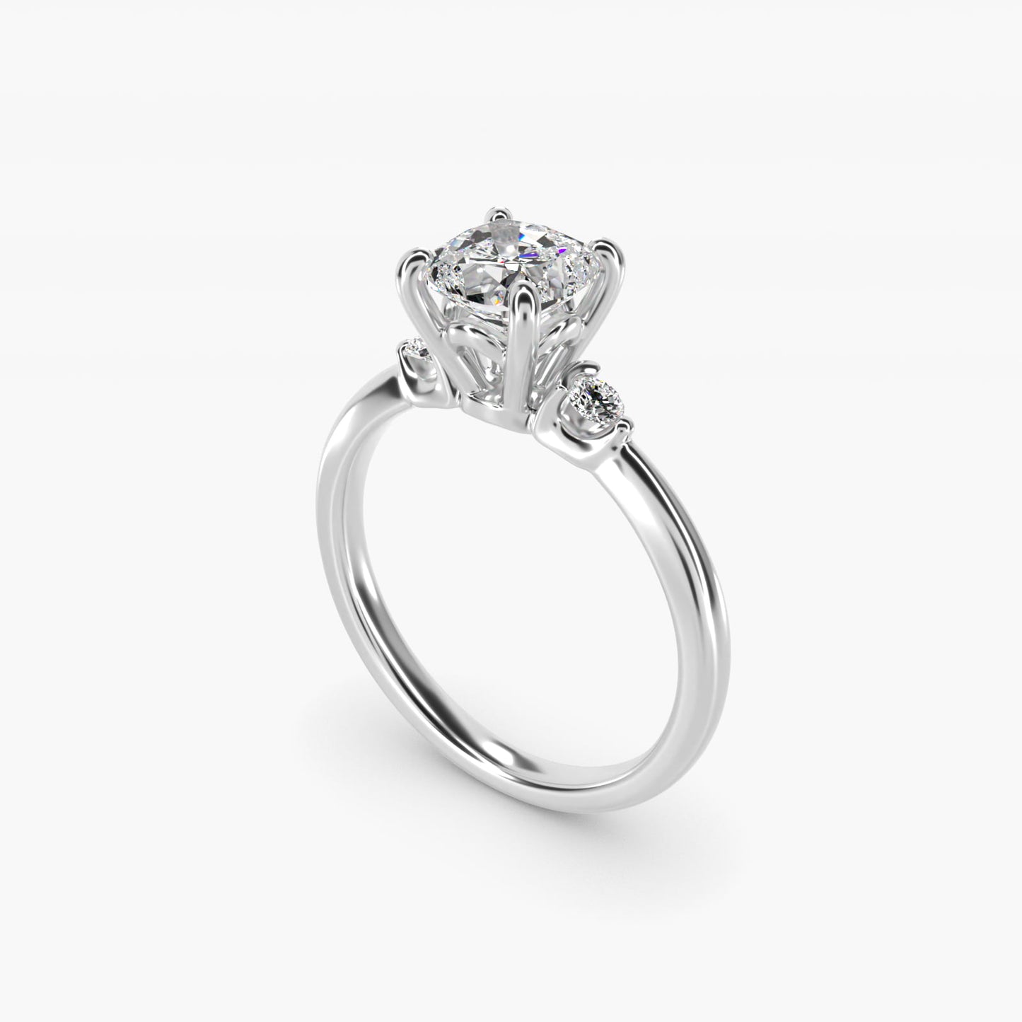 Dainty Diamond Engagement Ring in 14k White Gold (1/10 ct. tw.) - Cushion Center