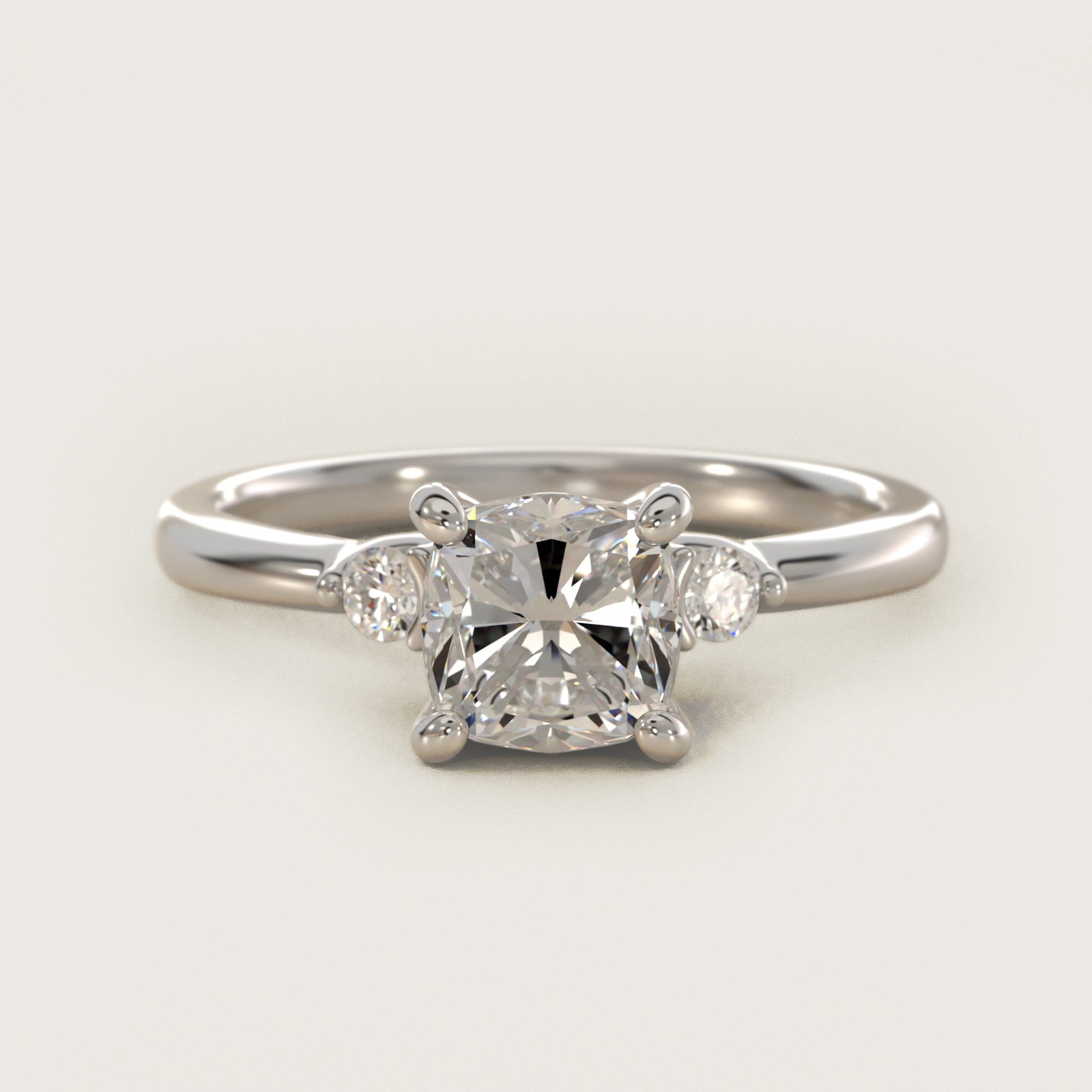 Dainty Diamond Engagement Ring in 18k White Gold (1/10 ct. tw.) - Cushion Center