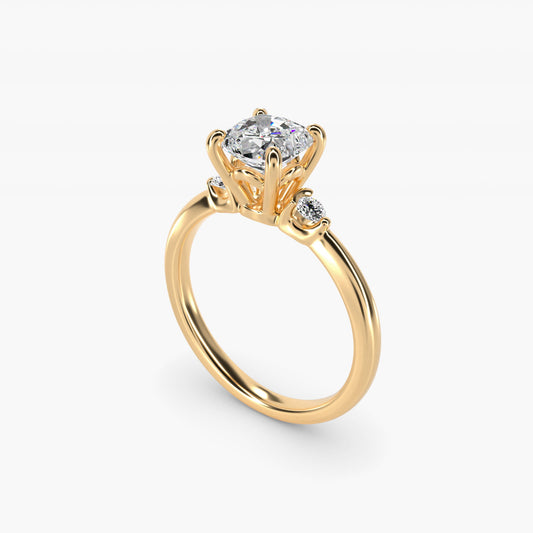 Dainty Diamond Engagement Ring in 18k Yellow Gold (1/10 ct. tw.) - Cushion Center