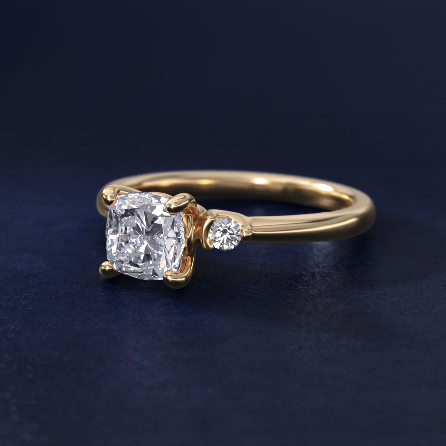Dainty Diamond Engagement Ring in 18k Yellow Gold (1/10 ct. tw.) - Cushion Center