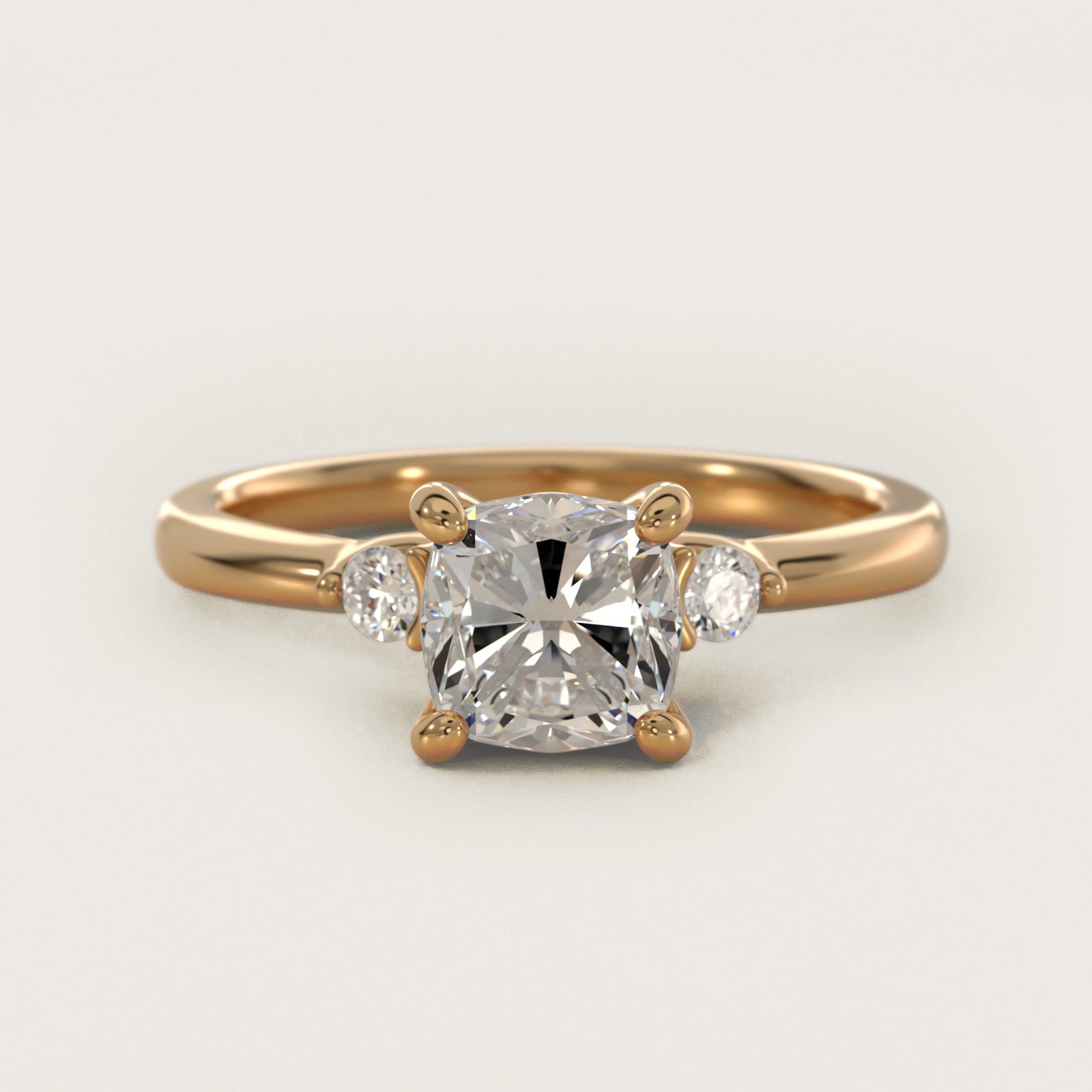 Dainty Diamond Engagement Ring in 18k Yellow Gold (1/10 ct. tw.) - Cushion Center