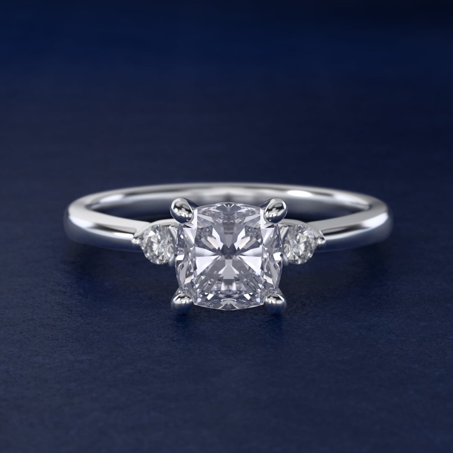 Dainty Diamond Engagement Ring in Platinum (1/10 ct. tw.) - Cushion Center
