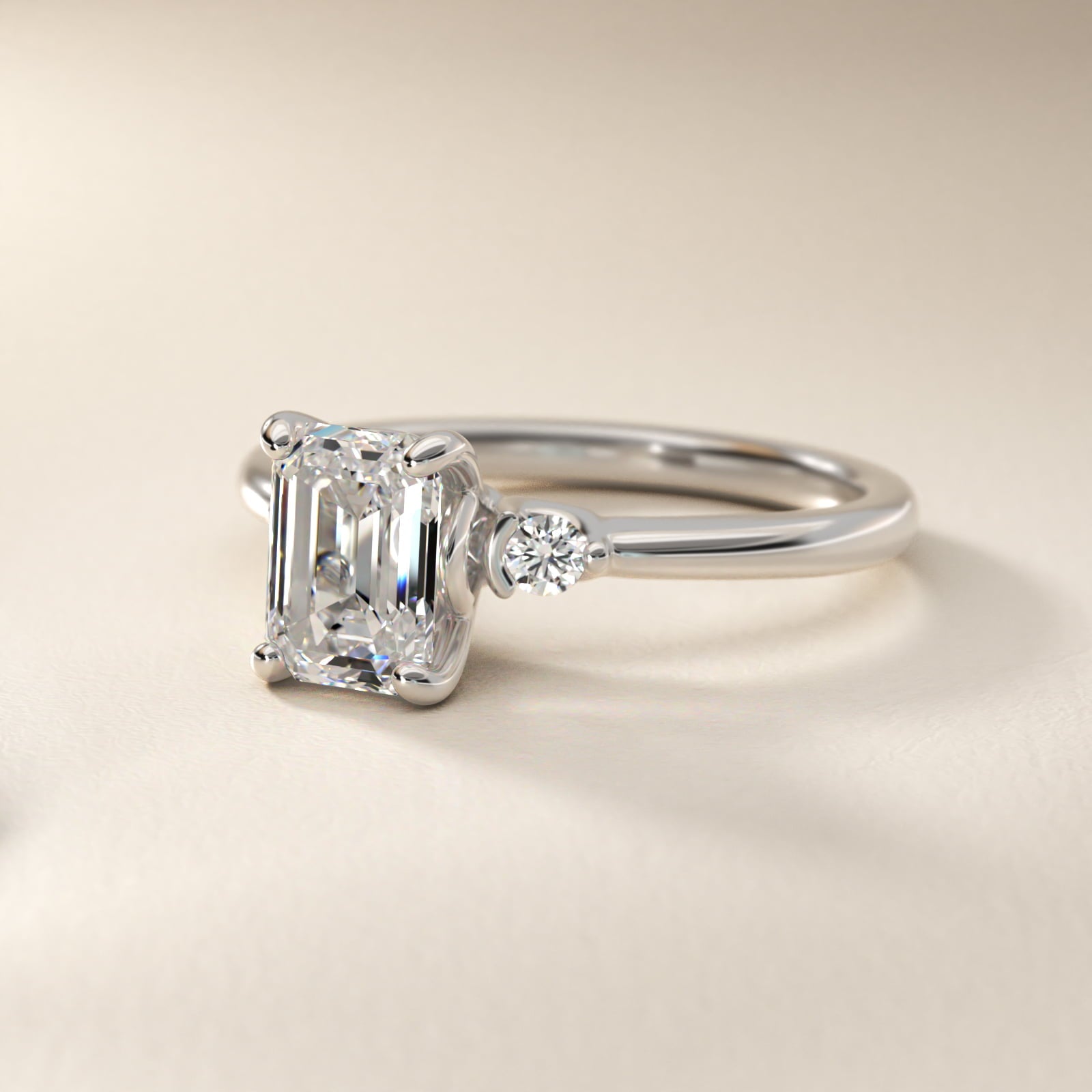 Dainty Diamond Engagement Ring in 18k White Gold (1/10 ct. tw.) - Emerald Center