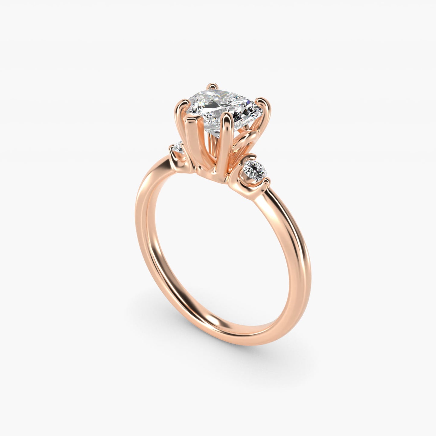 Dainty Diamond Engagement Ring in 18k Rose Gold (1/10 ct. tw.) - Heart Center