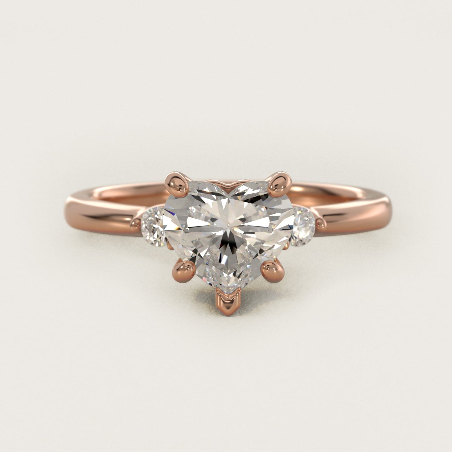 Dainty Diamond Engagement Ring in 14k Rose Gold (1/10 ct. tw.) - Heart Center