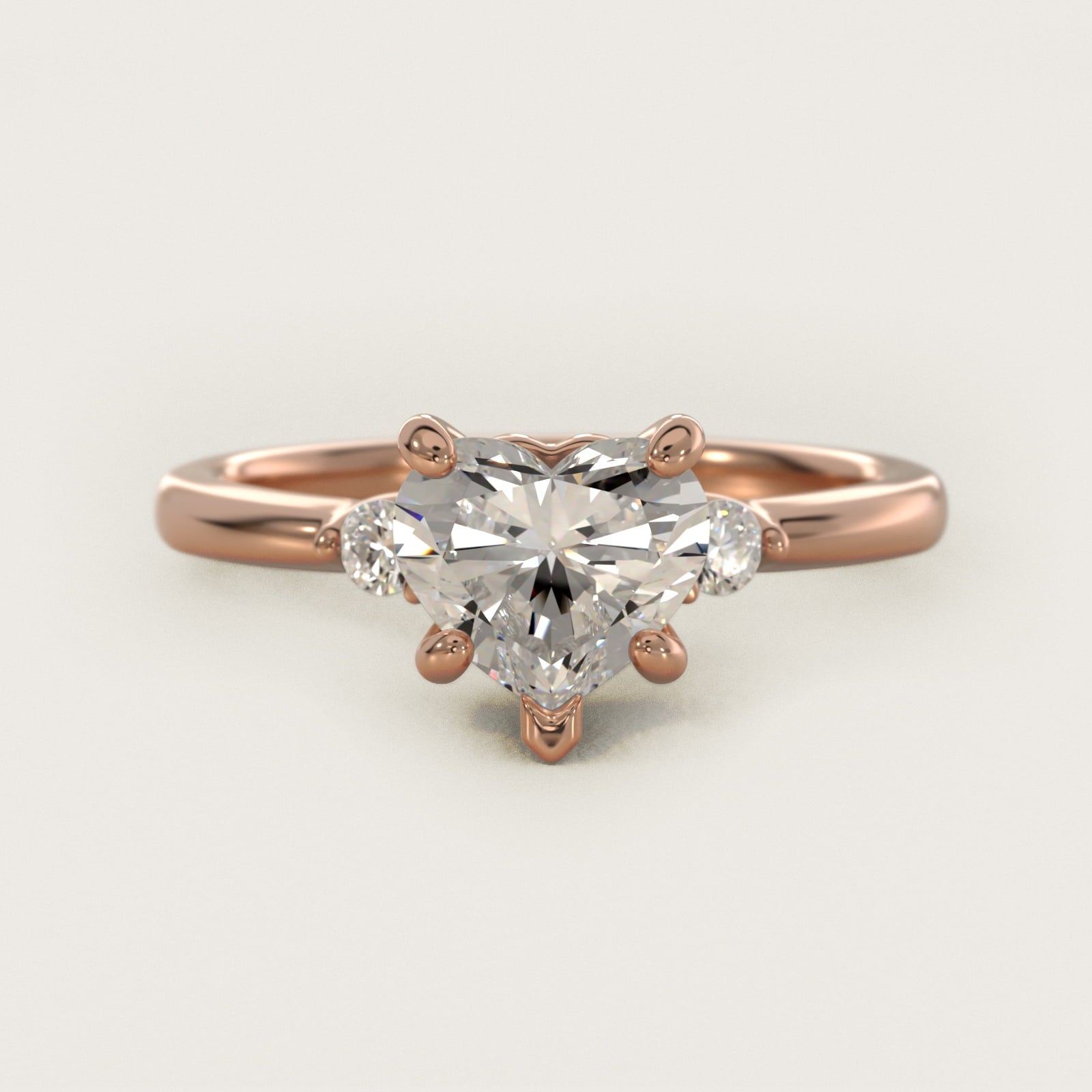 Dainty Diamond Engagement Ring in 14k Rose Gold (1/10 ct. tw.) - Heart Center