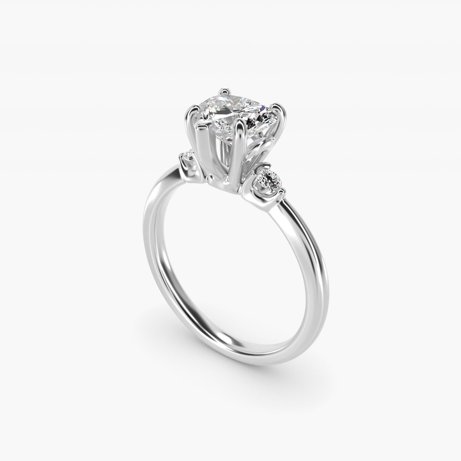 Dainty Diamond Engagement Ring in 18k White Gold (1/10 ct. tw.) - Heart Center