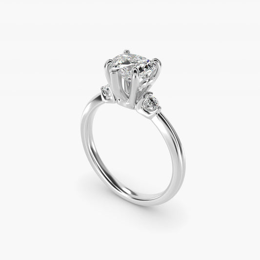 Dainty Diamond Engagement Ring in 18k White Gold (1/10 ct. tw.) - Heart Center