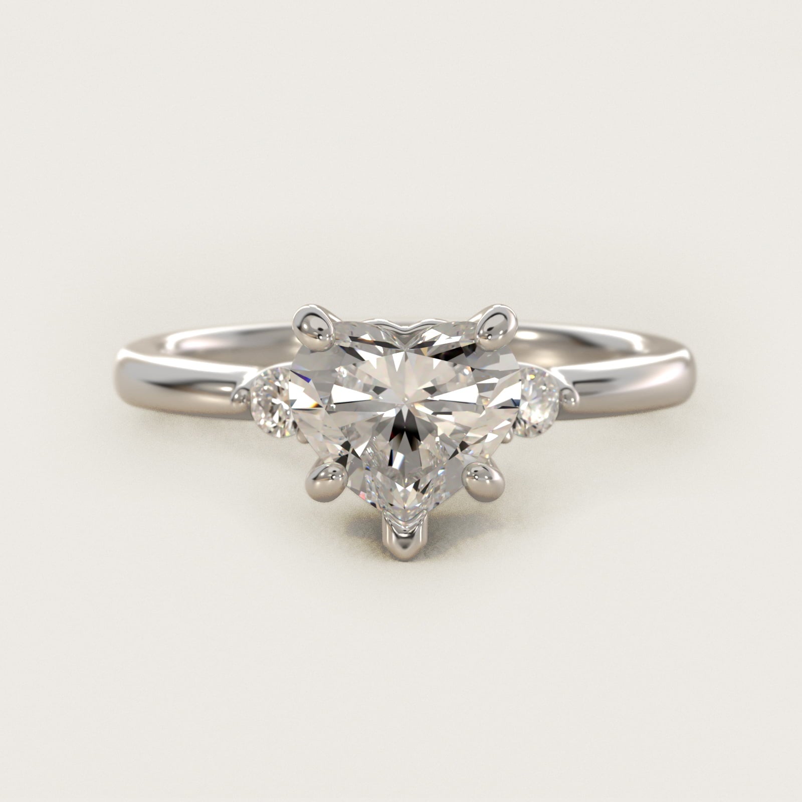 Dainty Diamond Engagement Ring in 14k White Gold (1/10 ct. tw.) - Heart Center