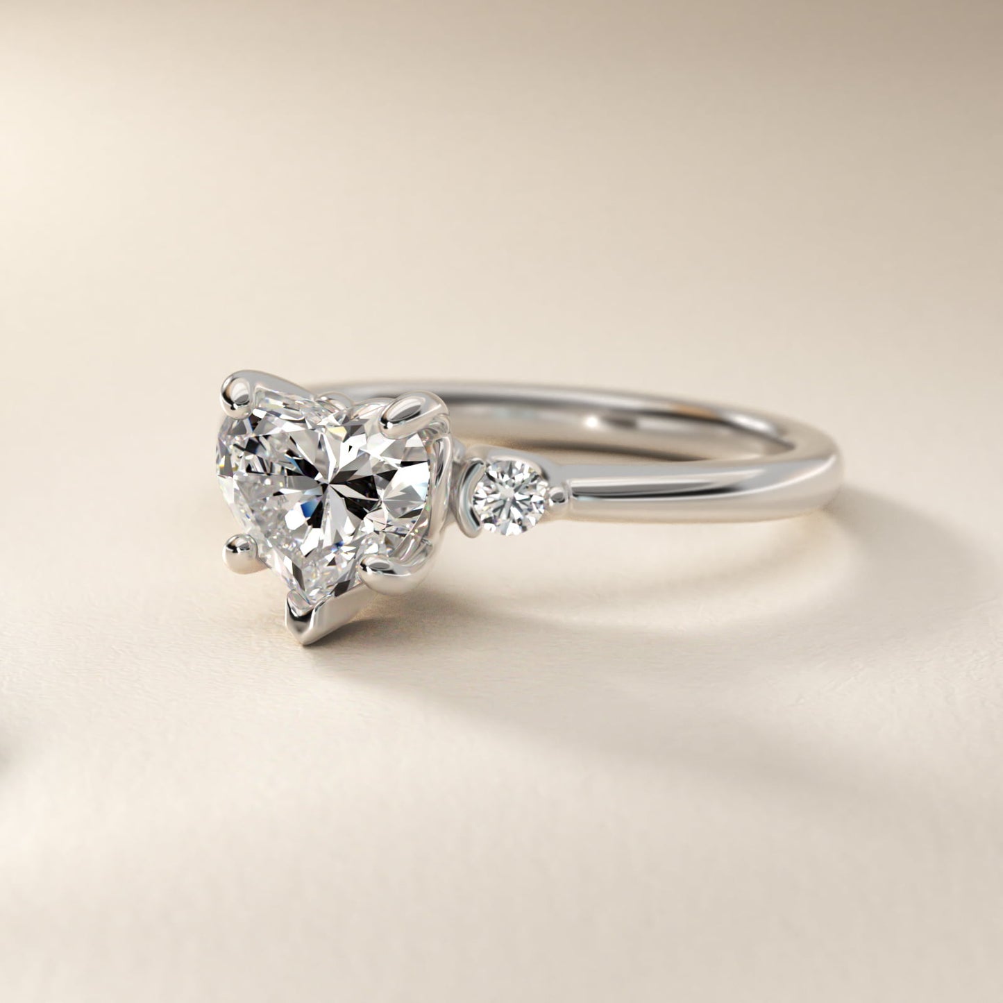 Dainty Diamond Engagement Ring in 14k White Gold (1/10 ct. tw.) - Heart Center
