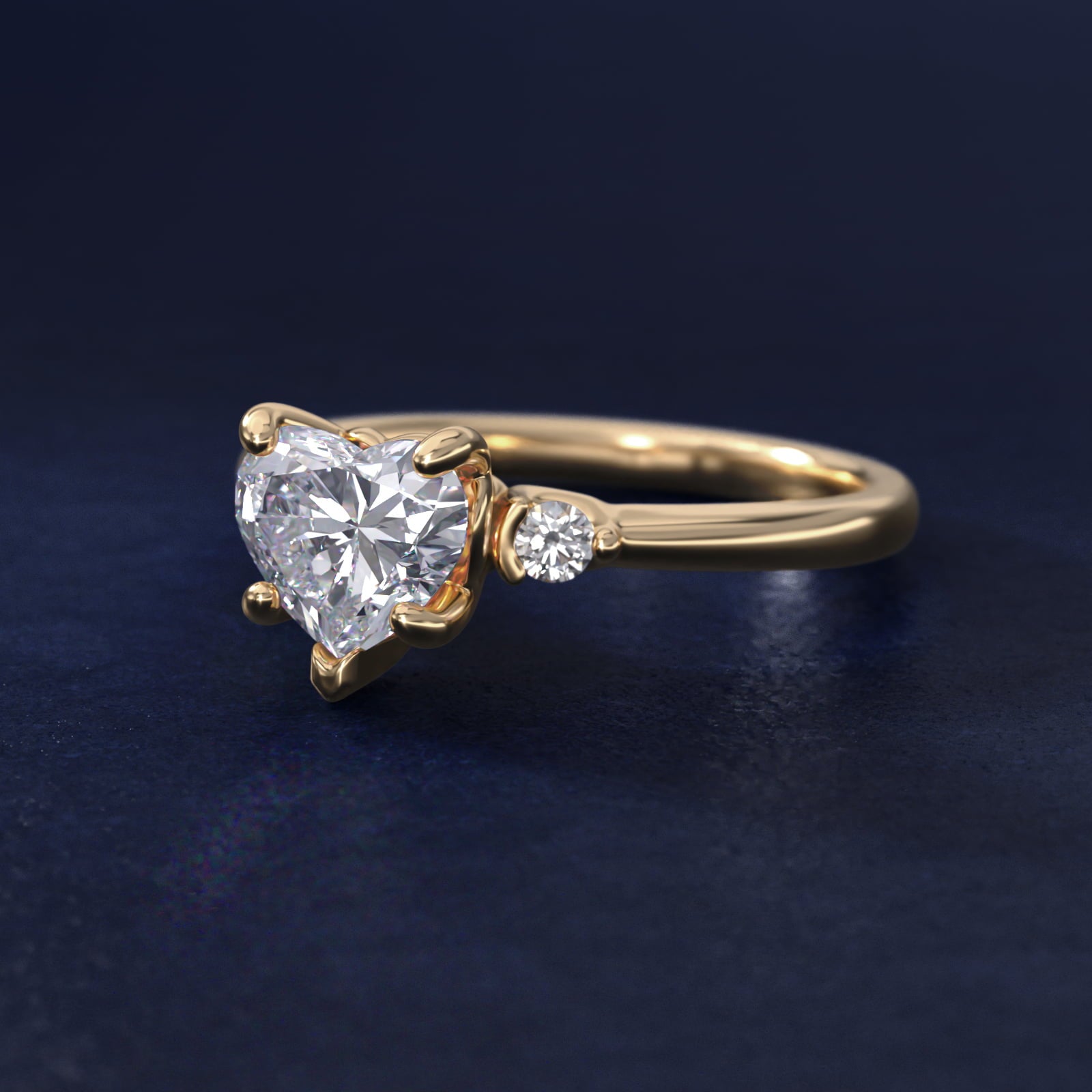 Dainty Diamond Engagement Ring in 18k Yellow Gold (1/10 ct. tw.) - Heart Center