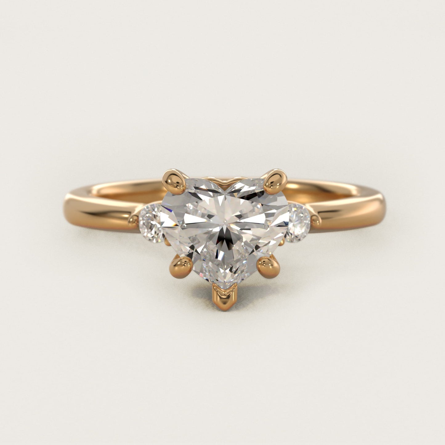 Dainty Diamond Engagement Ring in 14k Yellow Gold (1/10 ct. tw.) - Heart Center