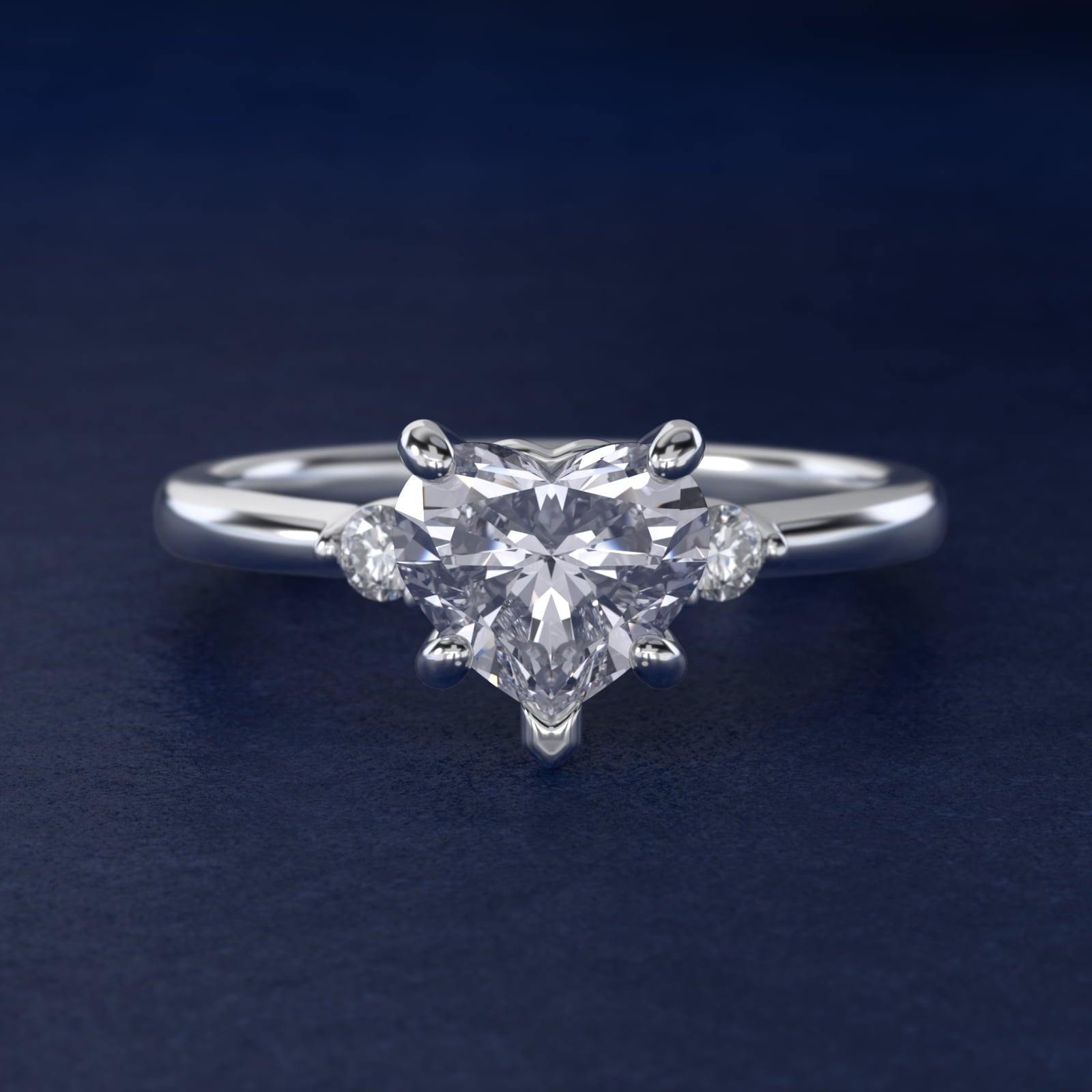Dainty Diamond Engagement Ring in Platinum (1/10 ct. tw.) - Heart Center