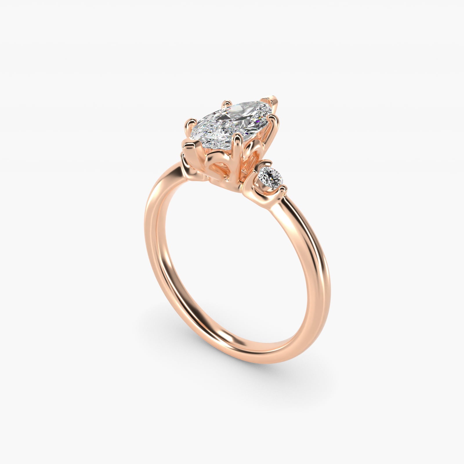 Dainty Diamond Engagement Ring in 18k Rose Gold (1/10 ct. tw.) - Marquise Center