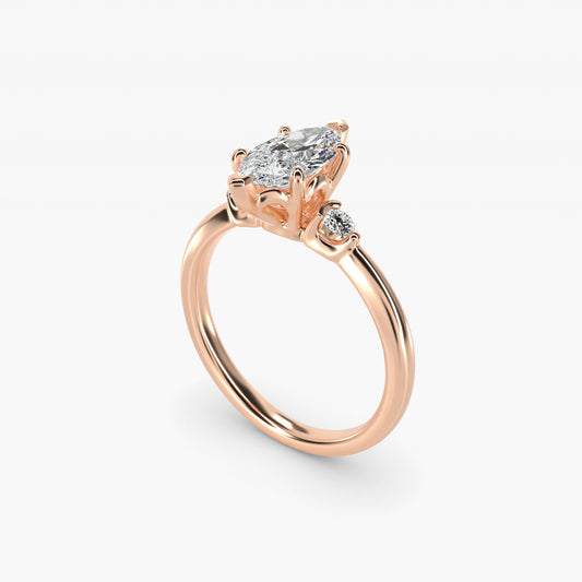 Dainty Diamond Engagement Ring in 18k Rose Gold (1/10 ct. tw.) - Marquise Center