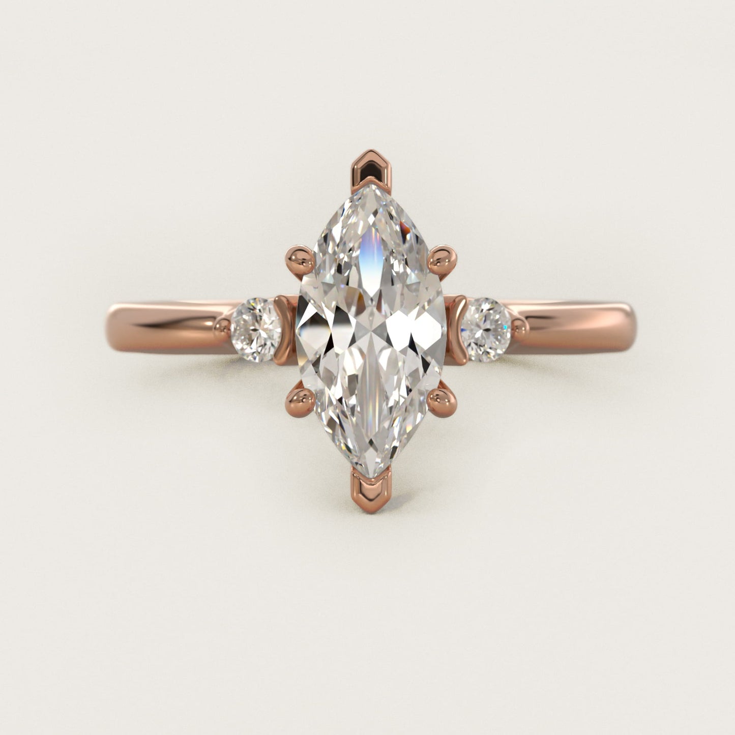 Dainty Diamond Engagement Ring in 18k Rose Gold (1/10 ct. tw.) - Marquise Center