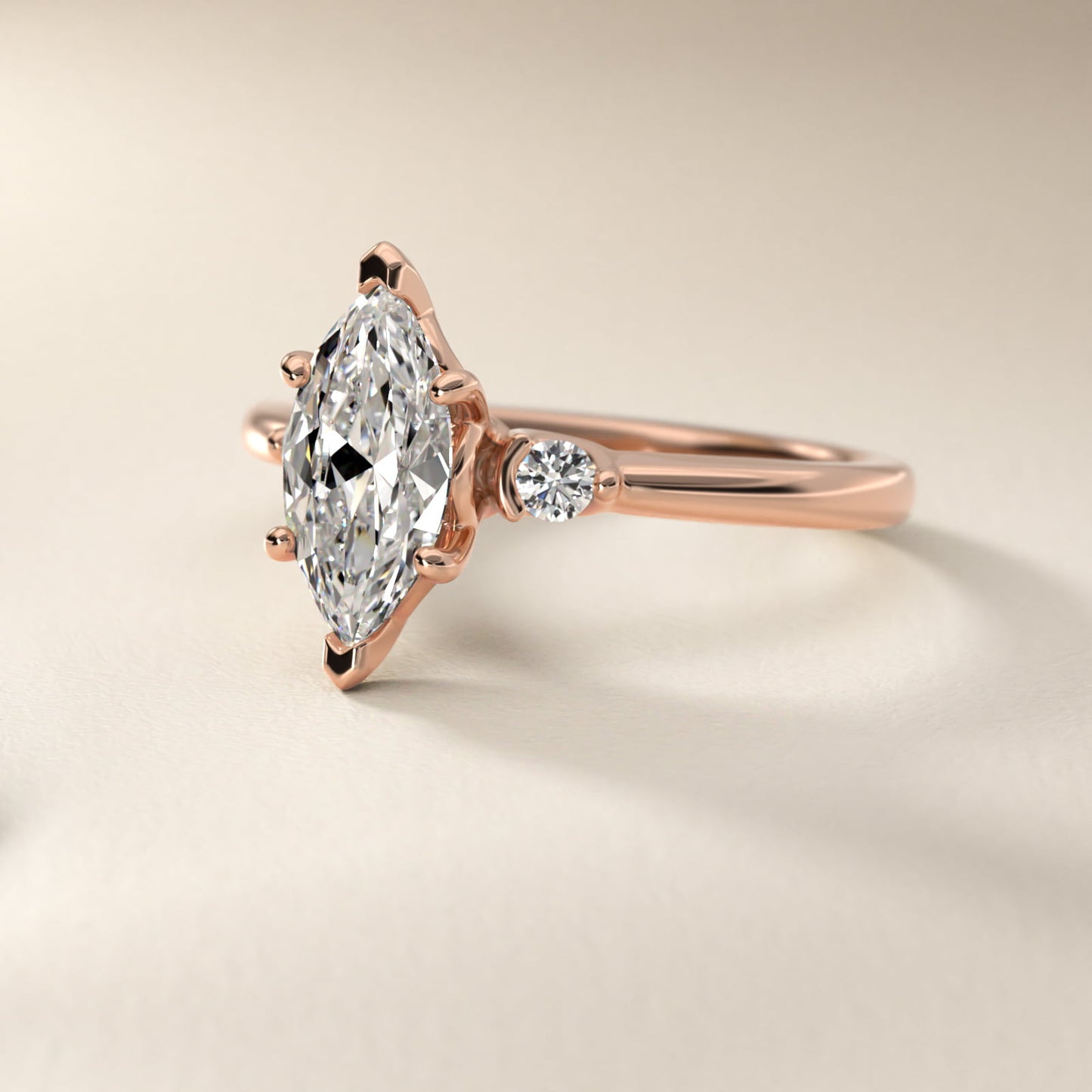 Dainty Diamond Engagement Ring in 14k Rose Gold (1/10 ct. tw.) - Marquise Center