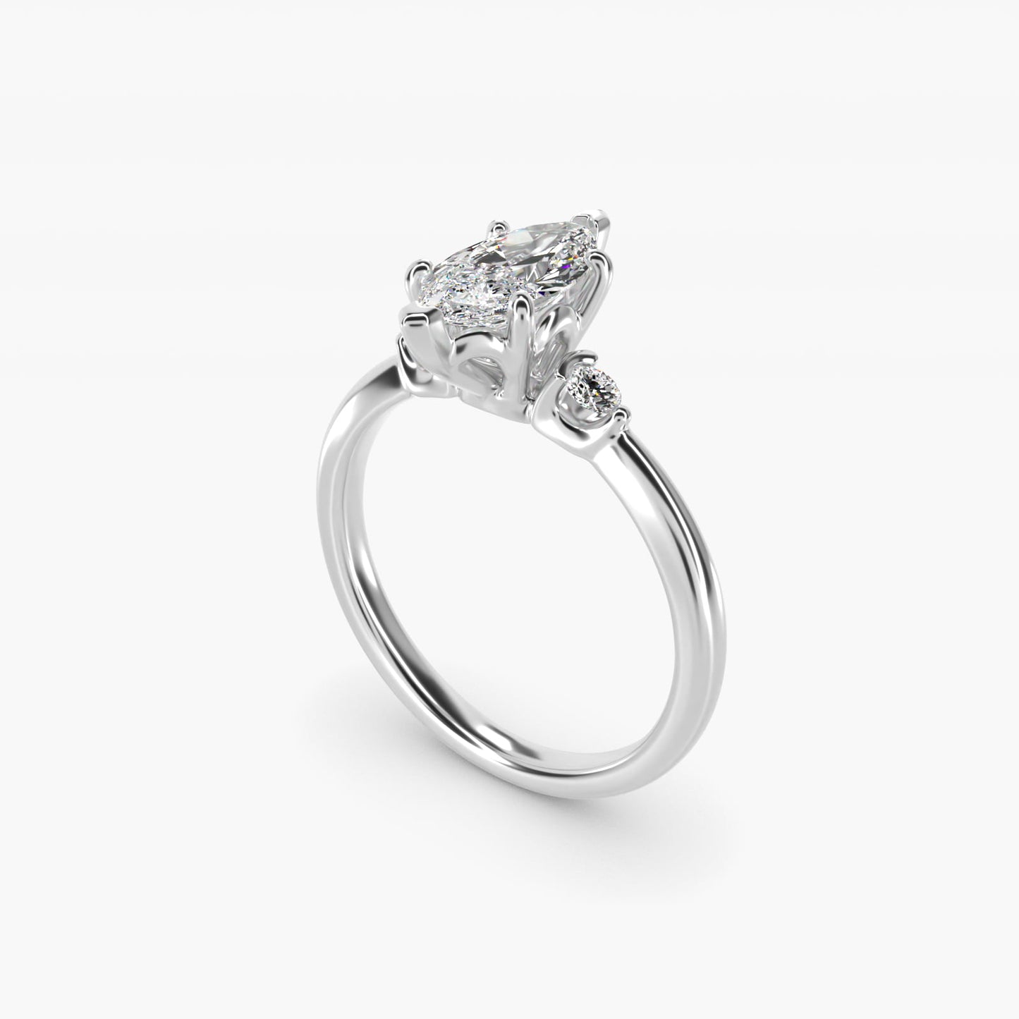 Dainty Diamond Engagement Ring in 14k White Gold (1/10 ct. tw.) - Marquise Center