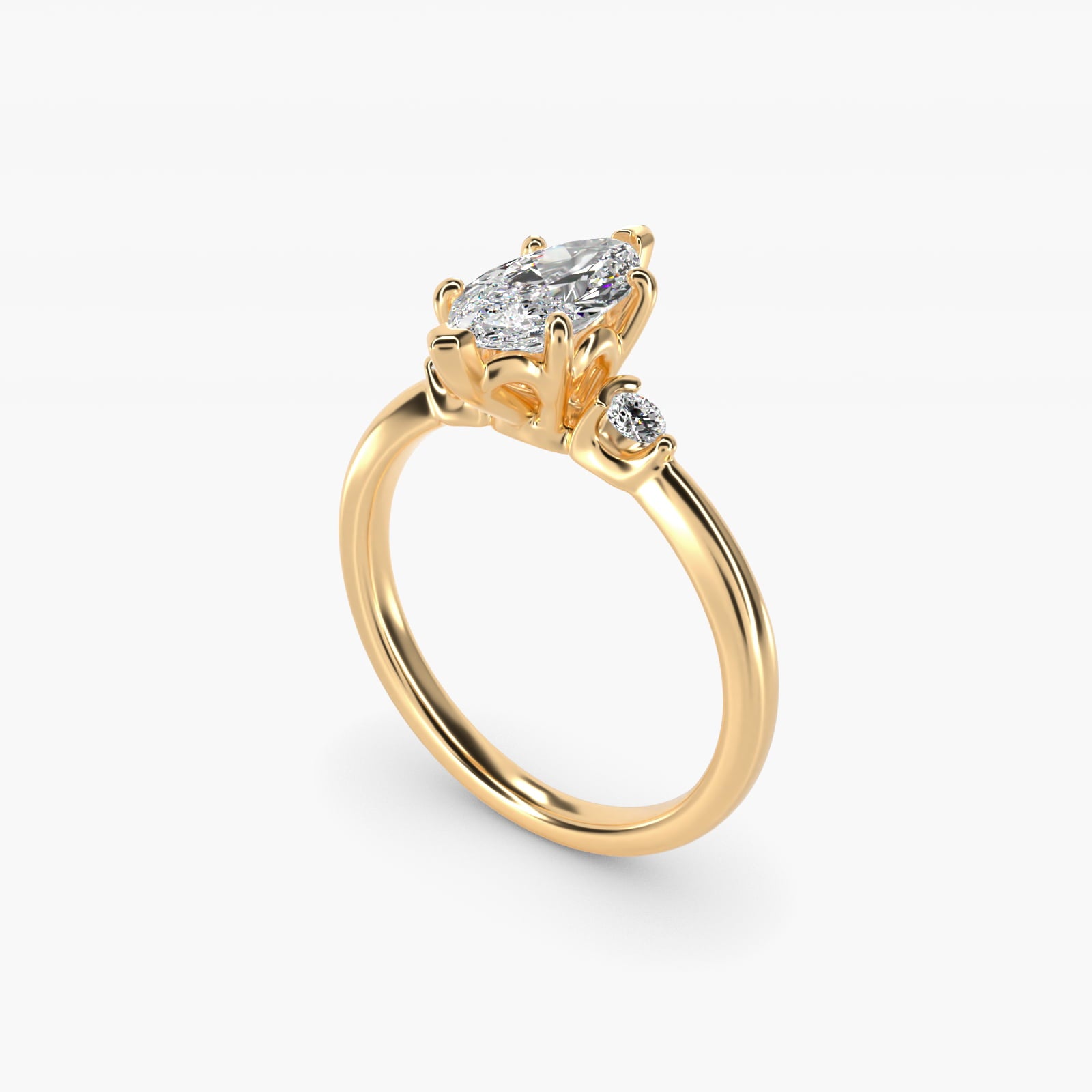 Dainty Diamond Engagement Ring in 14k Yellow Gold (1/10 ct. tw.) - Marquise Center
