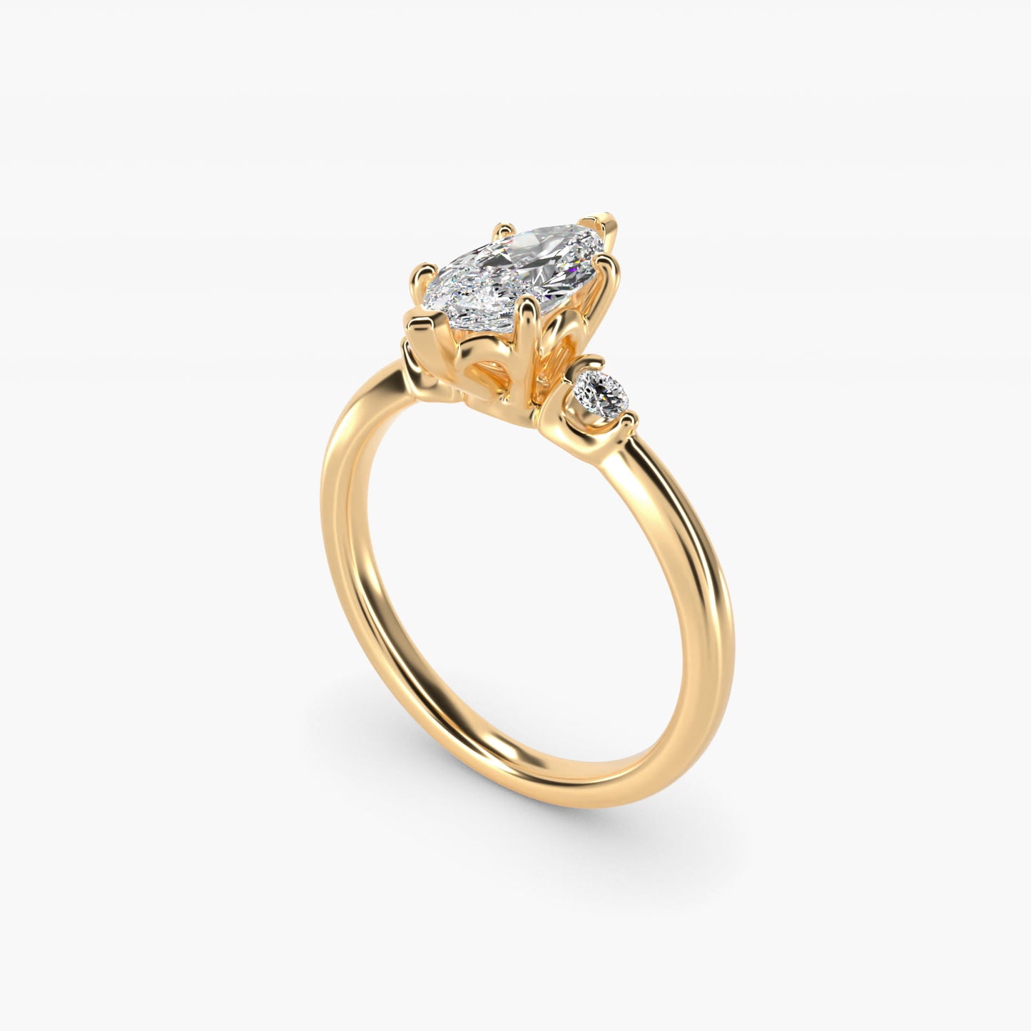 Dainty Diamond Engagement Ring in 18k Yellow Gold (1/10 ct. tw.) - Marquise Center