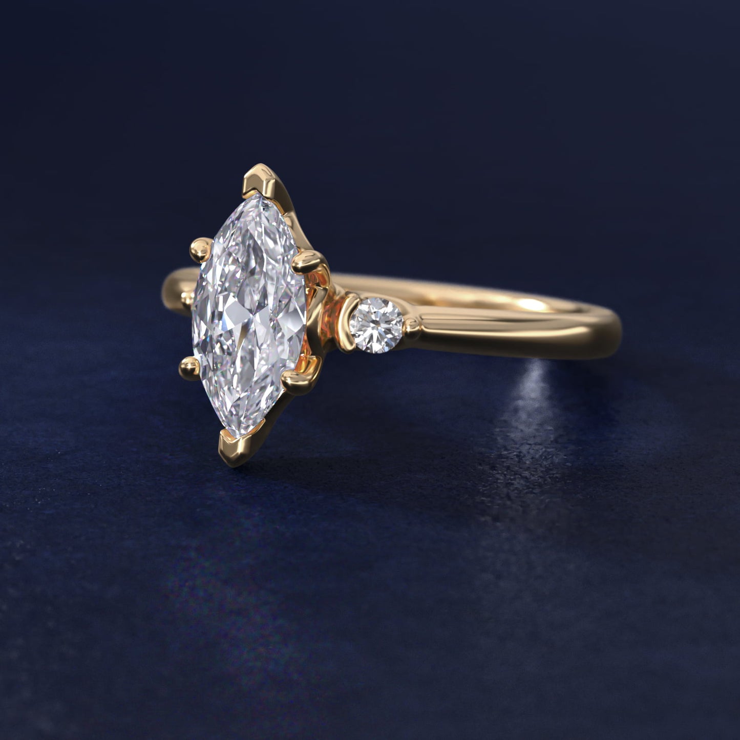 Dainty Diamond Engagement Ring in 14k Yellow Gold (1/10 ct. tw.) - Marquise Center