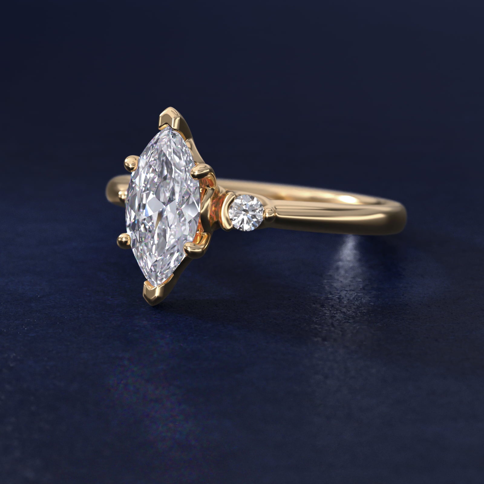 Dainty Diamond Engagement Ring in 14k Yellow Gold (1/10 ct. tw.) - Marquise Center