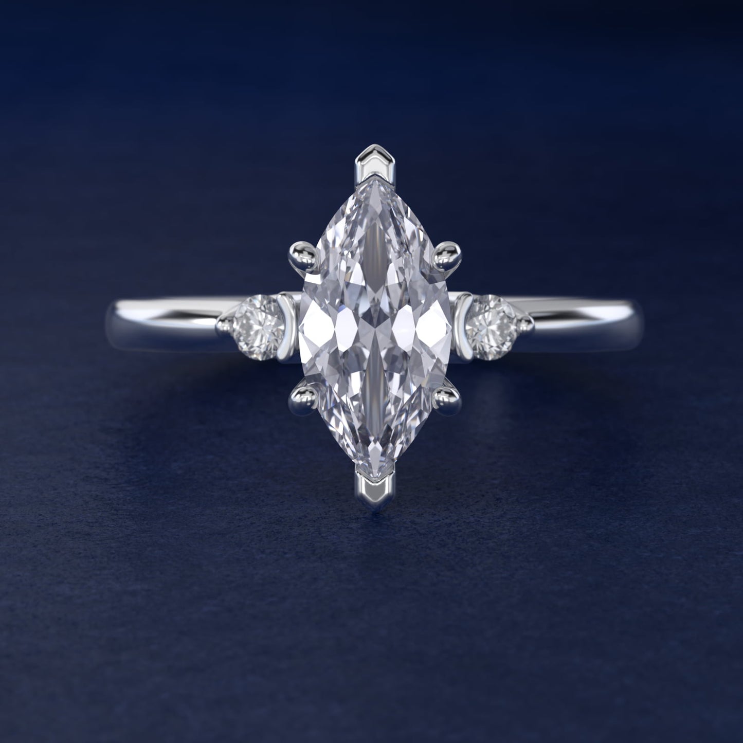 Dainty Diamond Engagement Ring in Platinum (1/10 ct. tw.) - Marquise Center