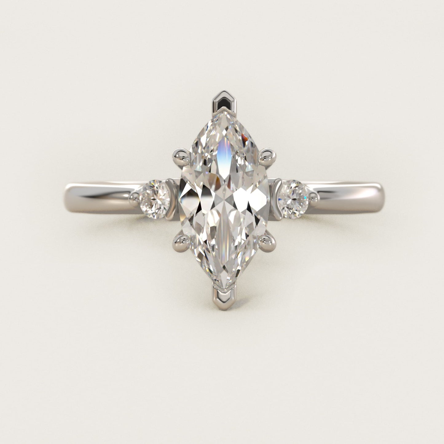 Dainty Diamond Engagement Ring in Platinum (1/10 ct. tw.) - Marquise Center