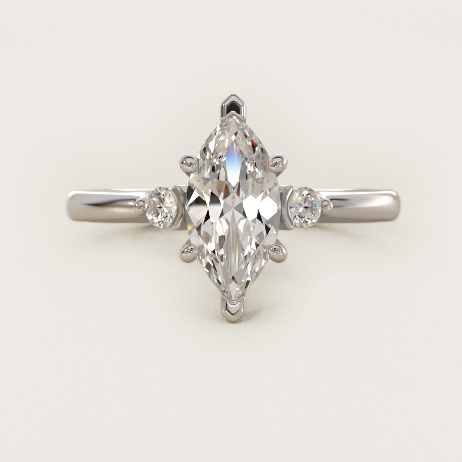 Dainty Diamond Engagement Ring in Platinum (1/10 ct. tw.) - Marquise Center