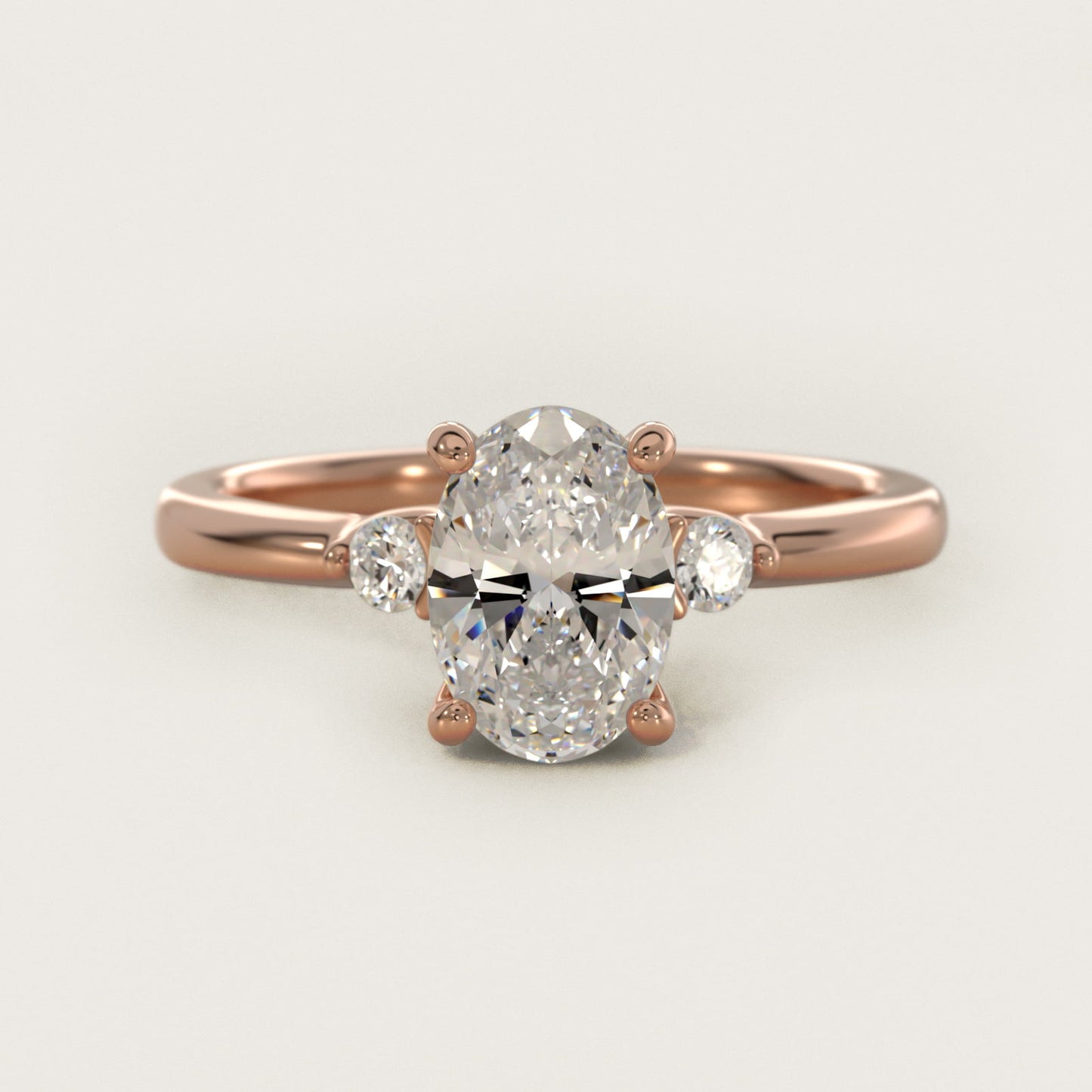 Dainty Diamond Engagement Ring in 18k Rose Gold (1/10 ct. tw.) - Oval Center