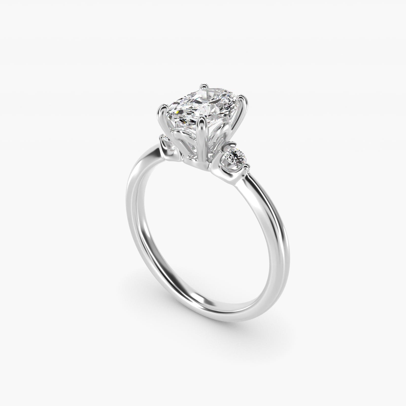 Dainty Diamond Engagement Ring in 14k White Gold (1/10 ct. tw.) - Oval Center