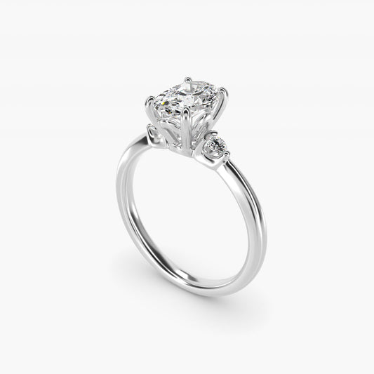 Dainty Diamond Engagement Ring in 18k White Gold (1/10 ct. tw.) - Oval Center