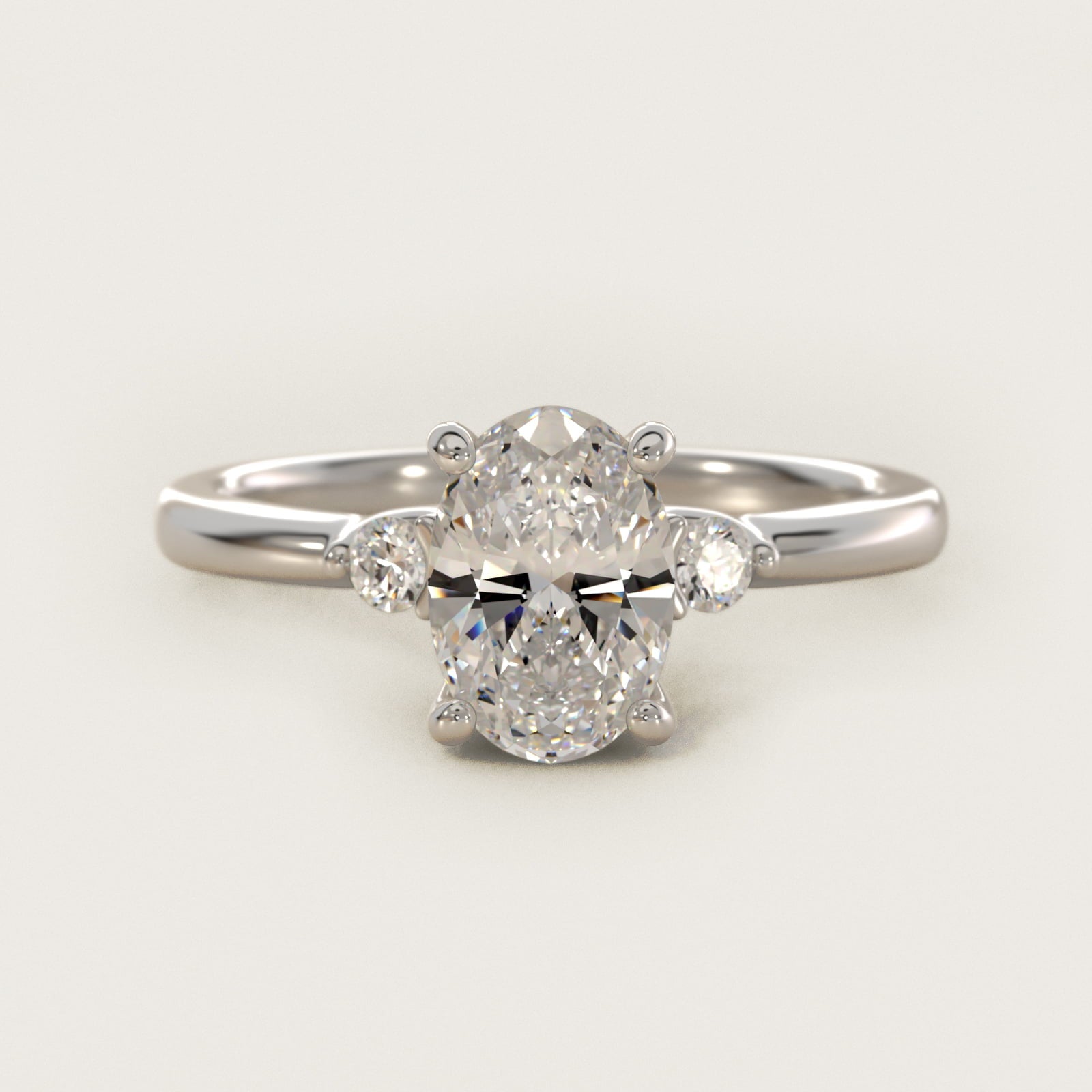 Dainty Diamond Engagement Ring in 18k White Gold (1/10 ct. tw.) - Oval Center