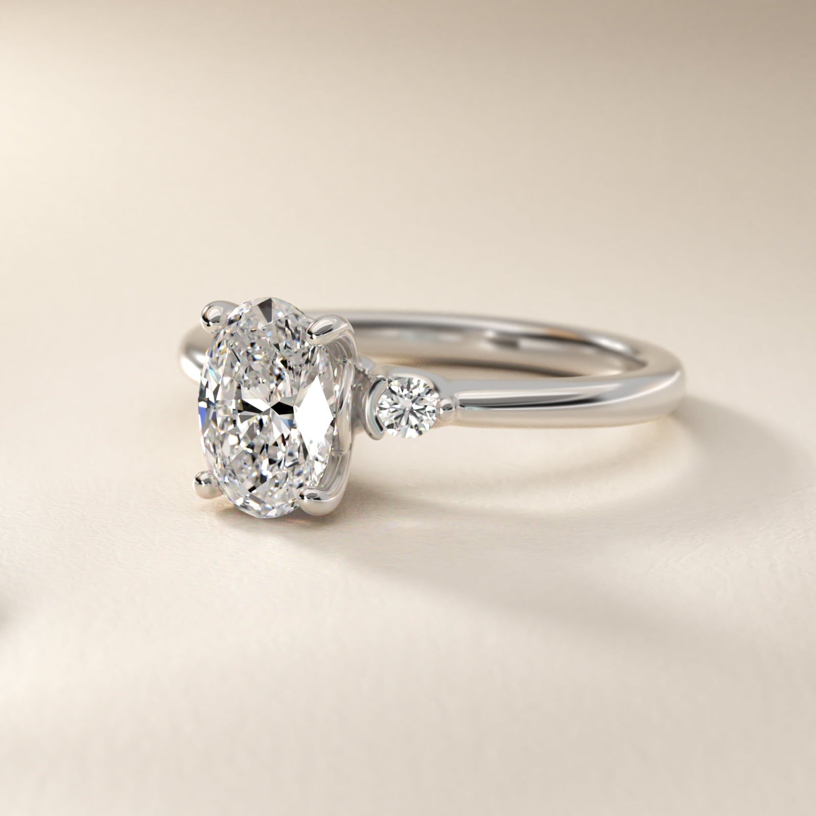 Dainty Diamond Engagement Ring in 14k White Gold (1/10 ct. tw.) - Oval Center