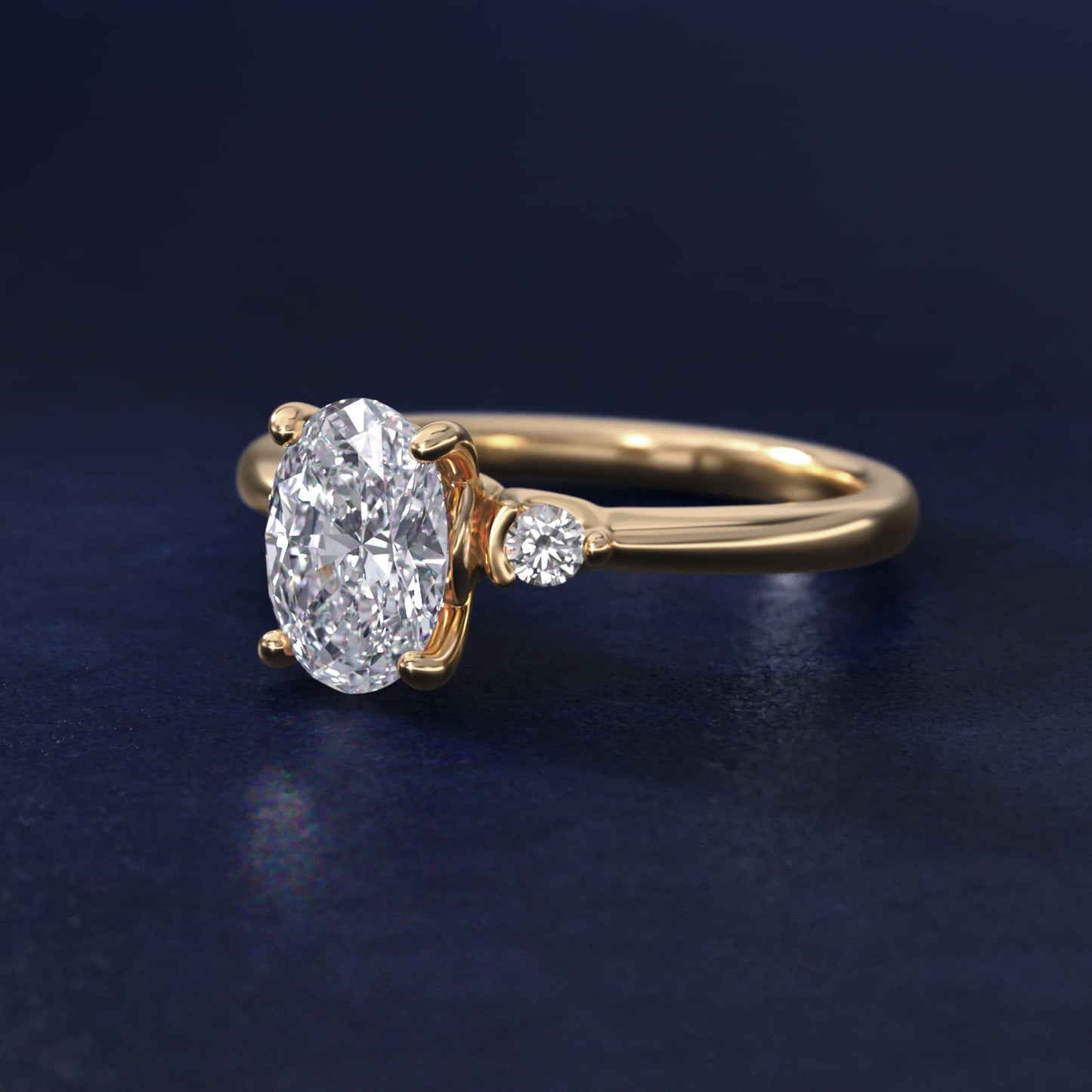 Dainty Diamond Engagement Ring in 18k Yellow Gold (1/10 ct. tw.) - Oval Center