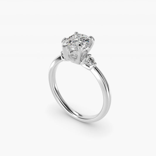 Dainty Diamond Engagement Ring in 18k White Gold (1/10 ct. tw.) - Pear Center